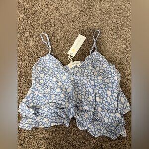 Ocean Drive Blue and White Patterned tank